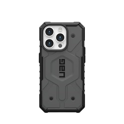 URBAN ARMOR GEAR UAG Case [Updated Ver.] Compatible with iPhone 15 Pro Case 6.1" Pathfinder Silver Built-in Magnet Compatible with MagSafe Charging Rugged Military Grade Dropproof Protective Cover - color: Silver