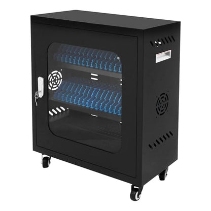 40-Device Charging Station, Charging Cabinet for Cellphones, Rechargeable Cellphone Locker Storage Charging Station, USB Cell Phone Charging Cart with Cable Management & Lock - color: Black-40 Slots