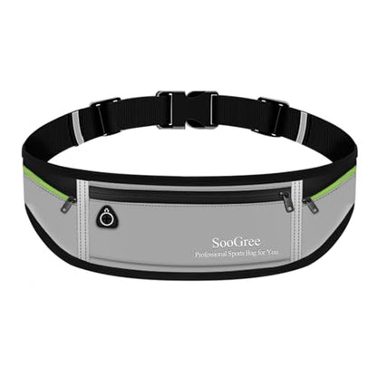 SooGree Slim Running Belt Sport Fanny Pack for Women Men,Reflective Waist Pack Runner Pouch Belt, Zipper Waterproof Running Phone Holder Jogging Pouch for Phone Money (GSP8806 top black/gray) - color: GSP8806 top black / gray