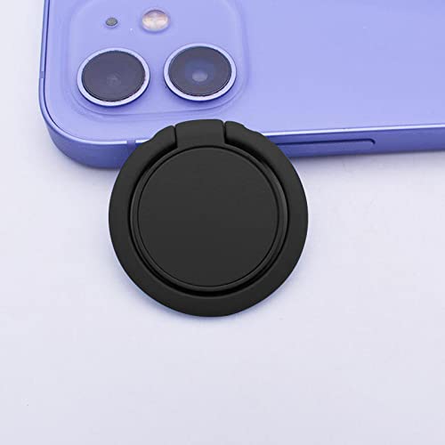 [2 Pack] Matte Finish Round Ultra-thin Cell Phone Ring Holder Stand,360 Degree Rotation and 180 Degree Adjustable Finger Ring Kickstand with Frosted Metal Phone Grip (Black)