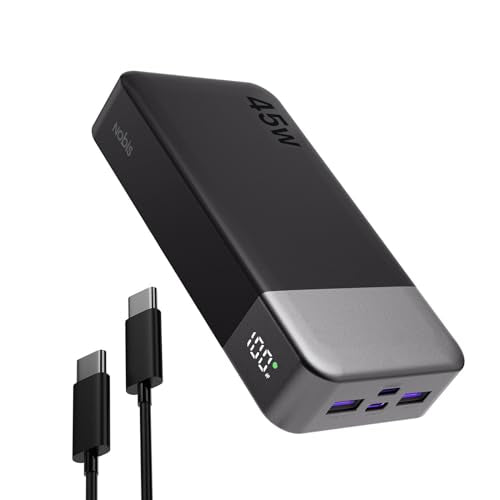 NOBIS Portable Charger 45W 20000mAh Power Bank Fast Charging - color: Black