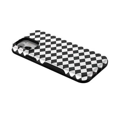 Casely iPhone 12 Mini Case | Harlequin Salem Diamond | Black and White | Bold Protective Design | MagSafe Compatible Design - color: Harlequin Salem Diamond | Black and White, size: Iphone 12 Mini