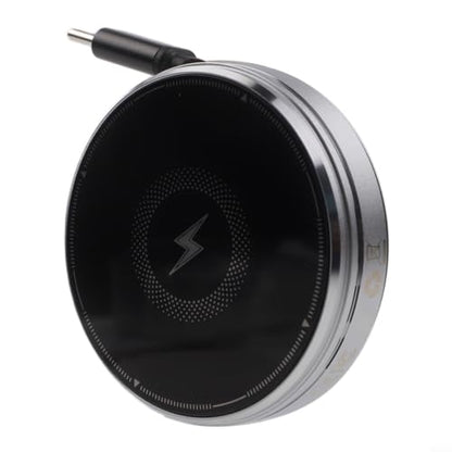 3‑in‑1 Magnetic Wireless Charger Stand, ABS Plastic, 15W 1‑Pack – Retractable Cable, Adjustable Angle Docking Station for Smartphone, Smartwatch & Earbuds(Black)