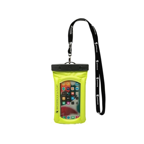 geckobrands Float Phone Dry Bag - Waterproof & Floating Phone Pouch – Fits Most iPhone and Samsung Galaxy Models - color: Neon Green