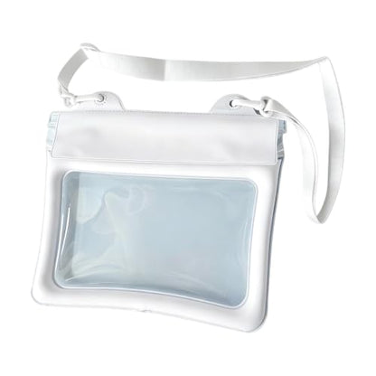 PVC Waterproof Shoulder Bag - Touchscreen Phone Case Pouch | | Clear Dry Bag with Adjustable Strap - Underwater Photography Ready - Portable Organizer for Phone, Lipstick, Earphone & Bea - color: White