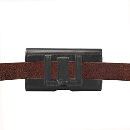 Phone Holster for Samsung Galaxy S26 Ultra S25 Ultra A17 A16 A07 A06 A26 | Extra Large Belt Case for Moto G 5G, G Play, G Power 2026 2025 2024 | PU Leather Pouch Belt Holder with Clip Loop, Card Slots - size: X-Large
