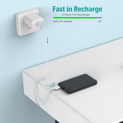 Sethruki Smallest Portable Charger with Built-in Cables 5000mAh,Ultra Slim Power Bank,Mini High Speed External Battery Packs,Lightweight USB C Phone Charger for iPhone Samsung Google Android (Black) - color: black