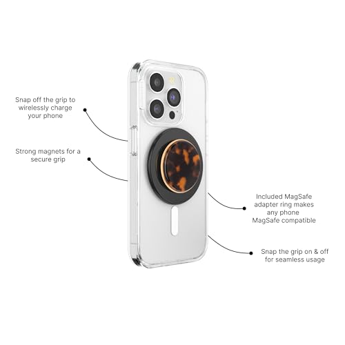 PopSockets Phone Grip for MagSafe, Magnetic Holder- Tortoise - color: Tortoise Shell