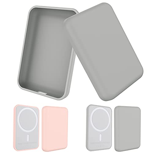 2 Pack Case Compatible with Magsafe Battery Pack Cover, Ultra-Thin TPU Shockproof Case Slim Scratch Resistant Cover Protective Bumper Shell for Magsafe Battery Pack, Gray/Pink - color: Urban Gray/Pink