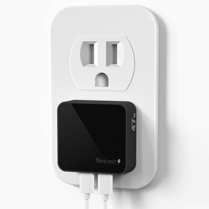 Nekmit Flat USB C Wall Charger, 47W Dual Ports USB C Charger Block, PPS Fast Charging Wall Plug for iPhone 17/17 Pro/17 Pro Max, Galaxy, MacBook Air, iPad, AirPods and More - color: Black