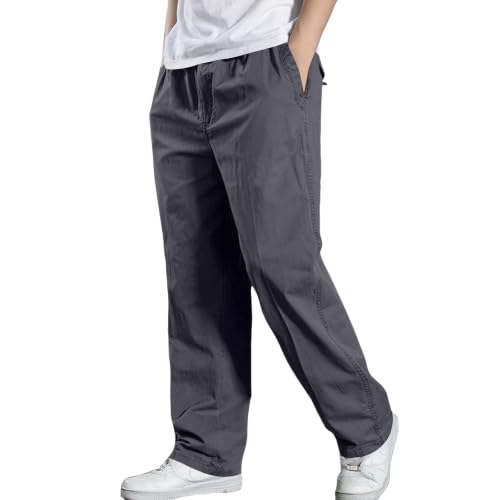 Mens Casual Pants Canvas Breathable Tactical Water Resistant Flap Pockets Golf BDU Casual Tactical Pants for Men - color: A Dark Gray, size: Large