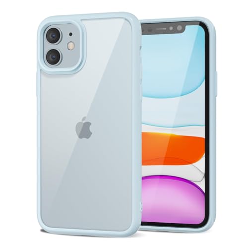 LoeoeL for iPhone 11 Case Clear, Transparent Hybrid 11 Phone Case [Hard Plastic & Soft Silicone Bumper] Acrylic Non Yellowing Thin Slim Protective Cover for Women, Light Blue - color: Light Blue, size: 11