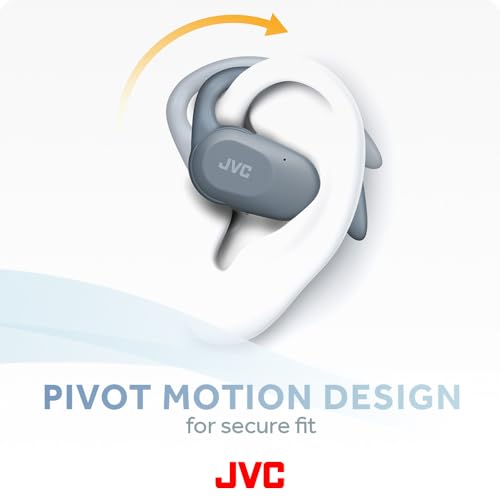 JVC nearphones Open Ear True Wireless Headphones with Pivot Motion Mecanism, 16mm Large Drivers Sound, Single Ear use, BT 5.4, Long Battery Life (up to 26 Hours) - HANP40TA (Blue) - color: Blue