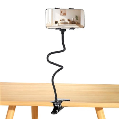 Gooseneck Phone Holder for Bed,Flexible Arm Clip,Lazy Bracket Mount Clamp for Desk,Headboard, Bedside,360 Adjustable DIY Flexible Grip Desktop Mobile Cell Phone Stand for All 4-7”Devices