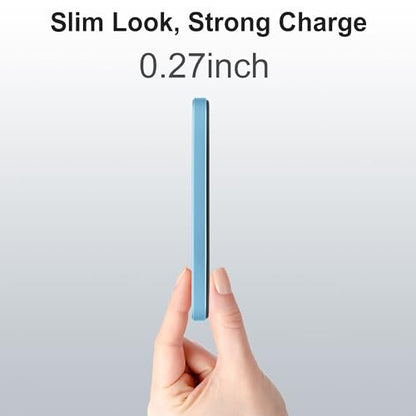 Magnetic Portable Charger 5000mAh, 15W Ultra Slim Wireless Portable Charger, Fast Charging for iPhone 17/16/15/14/13/12 Pro/Pro Max/Plus, Metal Shell, USB-C Cable to Charge Other Phones (Blue) - color: Blue