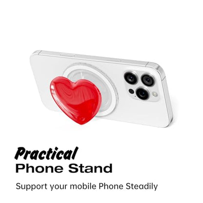 Svanove Heart Magnetic Phone Grip Compatible with Magsafe Phone Grip Holder, Cute Collapsible Glass Grips Stand Kickstand for iPhone Samsung, 3D Crystal Pretty Bling Glitter Love Mag Safe Holder, Red - color: Red, style: Magnetic