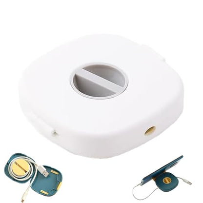 2 in 1 Cable Winder with Phone Stand, Durable Cable Organizer and Charging Stand, Portable Charging Cables Protective Case, for USB, Earphones (White) - color: WHITE