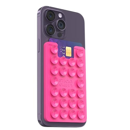StickyGrippy Suction Card Holder Mount, Phone Wallet, Silicon Adhesive Accessory for iPhone and Android, Hands-Free Mirror Shower Holder, TikTok Videos and Selfies (Pink) SG2 - color: Pink