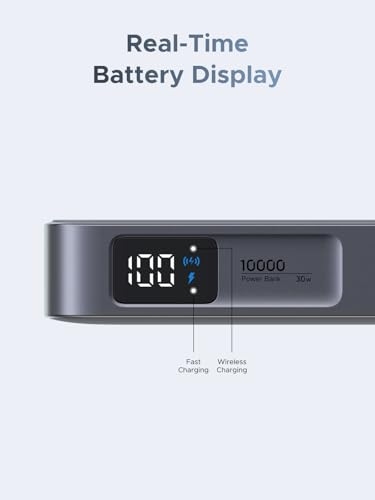 UGREEN MagFlow 10000mAh Qi2 25W Wireless Power Bank Built-in Cable - color: Grey