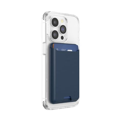 PopSockets Softgoods Phone Wallet and Adapter Ring for MagSafe, Phone Card Holder, Wireless Charging Compatible, Wallet Compatible with MagSafe® - Navy - color: Navy, style: Without Grip