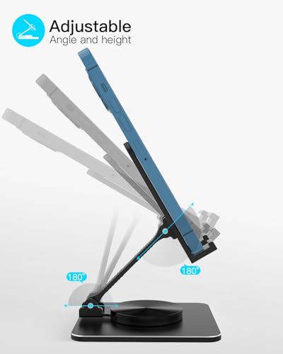 Adjustable Phone & Tablet Stand, Fits 4–9.7in Devices, Black - color: Black