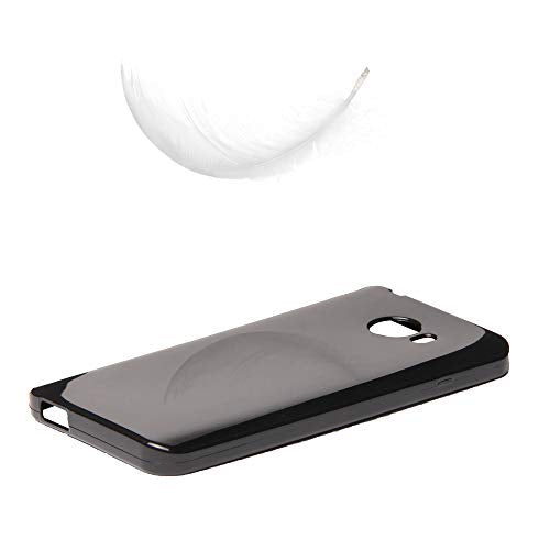 Glossy Jet Black Flexible Flex-Gel Skin Phone Case Cover Compatible with GreatCall Jitterbug Smart2 Case (5.5” Screen) (6598524949) - color: Black