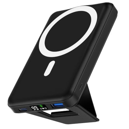 podoru for MagSafe Power Bank, 10000 mAh Foldable Magnetic Portable Charger - color: Black