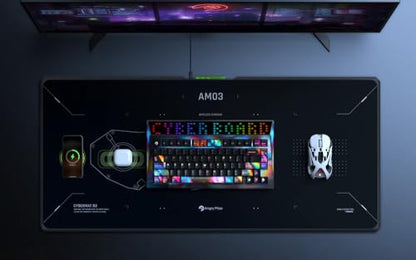 Angry miao Wireless Charging Mouse Pad, Large RGB Gaming Desk Mat with Fast Wireless Charging Area, Extended Non-Slip Mousepad for Office and Gaming, Durable Water-Resistant Surface
