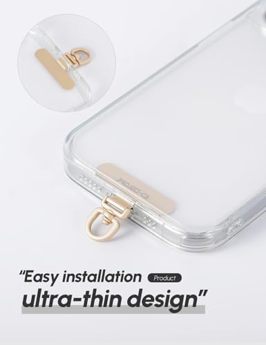 Phone Lanyard Tether Tab,Phone Strap Metal Patch,Universal Phone Lanyard Tether Patch Without Adhesive - color: Black