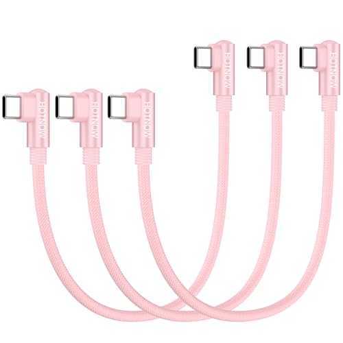 Right Angle USB C to USB C Cable 1FT 3Pack 65w - color: Pink, size: 1FT