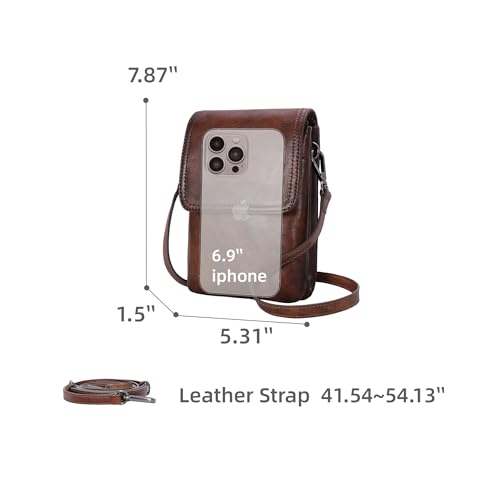 Iswee Rfid Blocking Small Crossbody Bag for Women Travel Classic Style | Genuine Leather,Adjustable Shoulder Strap,Fits 6.9" Phone,Anti-Theft Purse,Perfect for Daily Use and Weekend Travel - color: Coffee