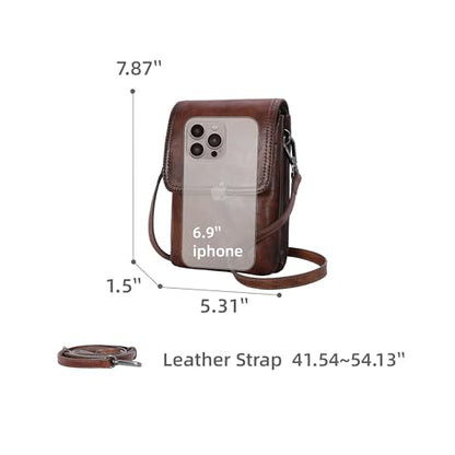 Iswee Rfid Blocking Small Crossbody Bag for Women Travel Classic Style | Genuine Leather,Adjustable Shoulder Strap,Fits 6.9" Phone,Anti-Theft Purse,Perfect for Daily Use and Weekend Travel - color: Coffee