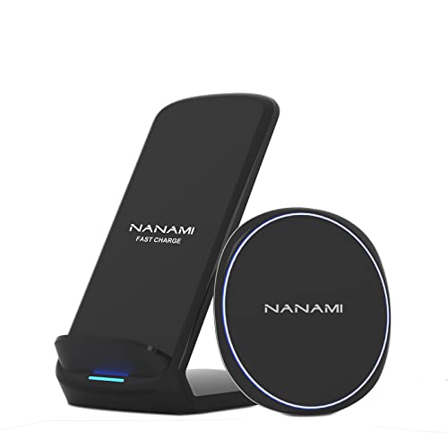 NANAMI Wireless Charger - Fast Wireless Charging Stand Pad Set,Compatible iPhone 15/14/13/12/11 Pro/XS Max, Samsung Galaxy S24/S23/S22/S21/S20+/S10/S9/S8/Note 20 Ultra/10/9/8,AirPods Pro
