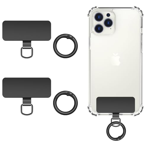 MoKo 2pcs Phone Tether Tab, Stainless Steel Cell Phone Lanyard Pads - color: Black