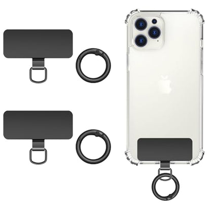 MoKo 2pcs Phone Tether Tab, Stainless Steel Cell Phone Lanyard Pads - color: Black