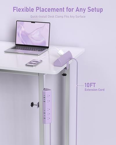 Jgstkcity Desk Clamp Power Strip USB C 45W,8 USB,10FT,Pink - color: Purple, size: 10 FT
