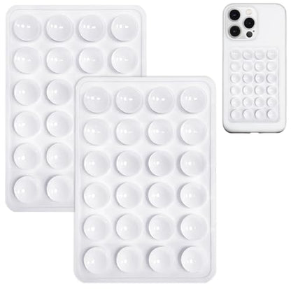Anteel 2 Pack Silicone Suction Phone Case Mount, Non Slip Sticky Phone Grip for Cellphone, Silicon Adhesive Suction Cup Phone Mount, Strong Grip Holder for Selfies and Videos (White) - color: White