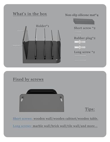 Wall Mount Phone Holder, Black - color: Black