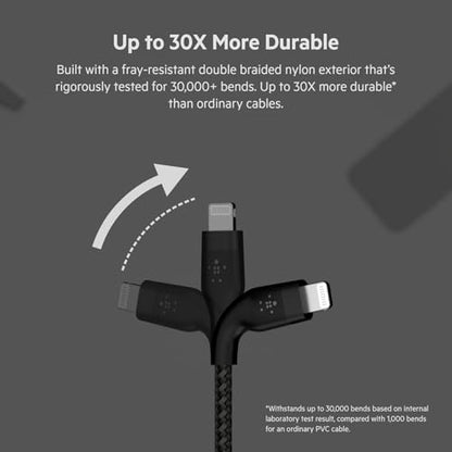 Belkin USB A to Lightning Braided Cable 2 Pack, 6.6ft iPhone Charger Cord - color: Black, style: 2M 2-Pack