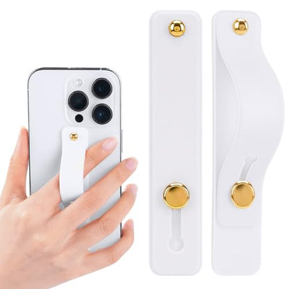 2-Pack White Silicone Phone Strap with Kickstand - Versatile Grip & Holder for Most Phones and Cases (White * 2) - color: White * 2
