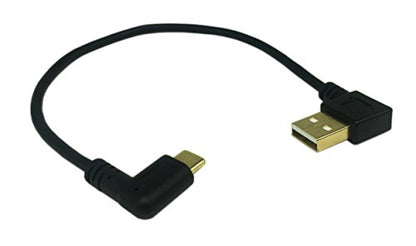 CERRXIAN 9 inch Gold Plated USB Left & Right Angle 3.0 Type C Male to Left Angle USB Type A 2.0 Male Fast Charge and Data Sync Cable L