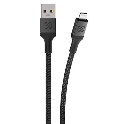 Scosche i3B1SG-SP MFi Certified Strikeline Sync Braided Lightning Charging Cable for All Lightning Devices, 1 Feet, Black - color: Black, size: 1 ft, style: Braided