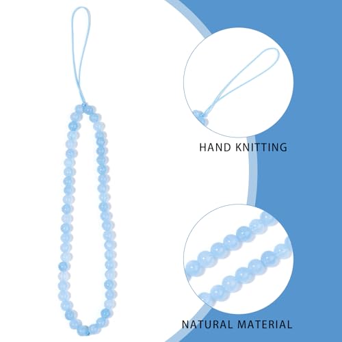 Natural Semi-Precious Gem Stones Beaded Phone Charm - style: Aquamarine