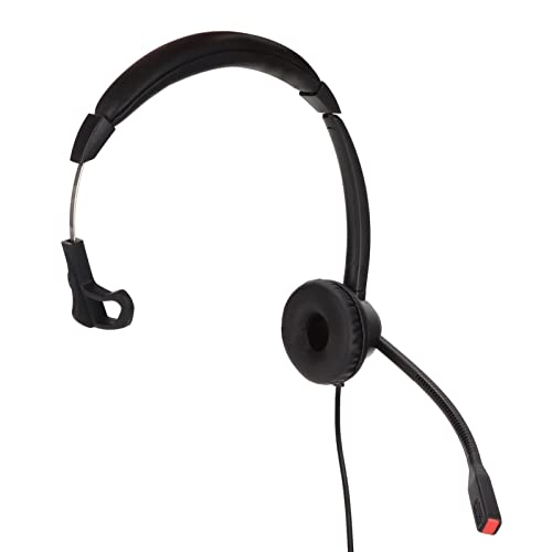 RJ9 Single Ear Headset Noise Canceling with Adjustable Volume for Call Centers and Telemarketing Black