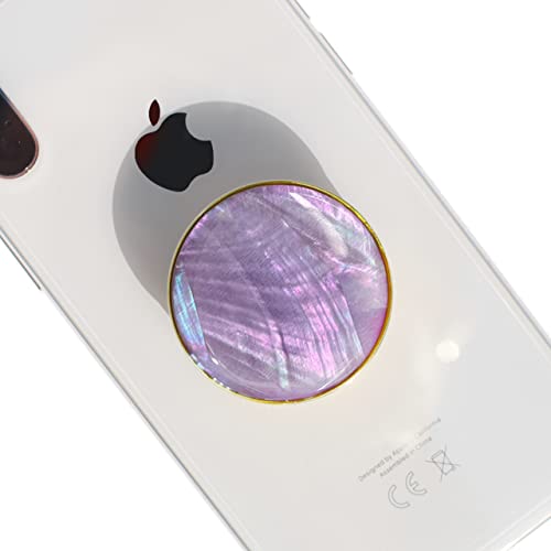 On The Grip Universal Phone Grip & Stand, Genuine Natural Gemstone/Seashell, Strong Adhesive Finger Holder, Collapsible Socket for iPhone, Samsung Galaxy, Kindle and Tablets (Violet)