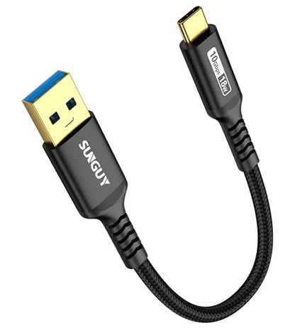 SUNGUY 10Gbps 6 inch/0.5FT Android Auto USB Cable, 3A USB C 3.1 Gen2 Cable Data Transfer, USB C CarPlay Cable Fast Charging Compatible with iPhone 17/16/15 Series, Samsung Galaxy S25 S24 Ultra, Pixel - color: Black, size: 0.5FT