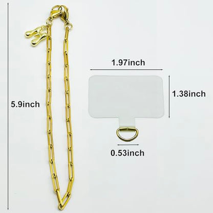 Phone Wrist Strap Metal Phone Chain Wristlet Strap Detachable Cellphone Lanyard Wrist with Tether Tab - color: 08_gold Letter M