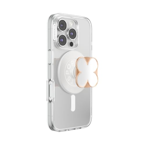 PopSockets Phone Grip for MagSafe, Magnetic Holder- Clover Rose Gold - color: Clover Rose Gold, style: MagSafe