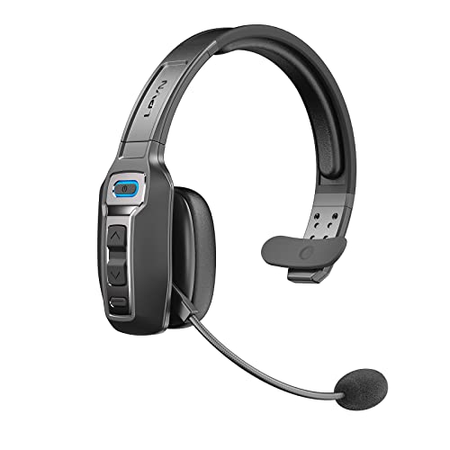 LEVN Bluetooth Headset with Microphone, Trucker Bluetooth Headset with AI Noise Cancelling & Mute Button, Wireless On-Ear Headphones 65 Hrs Working Time, for Trucker Home Office Remote Work Zoom - color: Black
