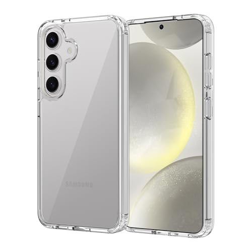 for Samsung Galaxy S24 Case Clear, Anti-Yellowing 6.2 Inches Slim Fit Heavy Duty Protection Wireless Charging Compatible Lightweight Shockproof Anti-Slip Transparent Protective Phone Cover